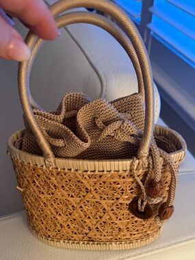 The Sak Woven Straw Mini Tote Bag in Tan